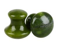 Hemobllo Lot de 2 Pierres de Massage de Champignon en Jade Vert Outil de Massage Facial pour Relaxation et Stimulation des Points D’Acupuncture Masseur Visage Pratique pour Soins Peau