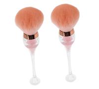 Hemobllo Lot de 2 Pinceaux pour Nail Art Forme Verre à Vin Poils Doux Rose Perles Colorées Brosses de Nettoyage Poudre à Tremper pour Manucure et Usage Voyage
