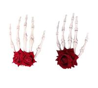 Hemobllo Lot de 2 Pinces à Cheveux Rose Rouge Grosse Taille Style Punk Tête de Mort Halloween Filles Cosplay Décoration Fête