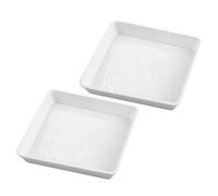Hemobllo Lot de 2 Plateaux à Fleurs Carrés en Plastique Blanc 40 Cm, Soucoupes pour Plantes en Pot, Bac de Récupération d'eau, Usage Intérieur et Extérieur, Légers et Résistants