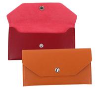 Hemobllo Lot de 2 Porte-Cartes en PU, Portefeuille Enveloppe à Argenté Rectangulaire Long, Organiseur Cartes de Crédit et Porte-Billets, Couleur Marron et Rouge Foncé, Gestion Budget