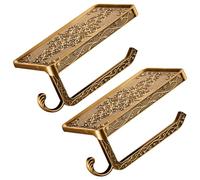 Hemobllo Lot de 2 Porte-Papier Toilette Mural en Métal Antique avec Étagère et Crochets Intégrés Rangement Multifonction Résistant à L’Humidité pour Salle de Bain Vintage Organiseur