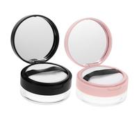 Hemobllo Lot De 2 Poudriers Portables 20g Avec Miroir Et Petite Houppette, Récipient à Poudre Mat Noir, Contenant De Maquillage De Voyage Pour Poudre Fixatrice Et Blush, Usage Quotidien Et Déplacement