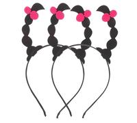 Hemobllo Lot de 2 Serrage-têtes Perruques Tressées Fausses Noires Réglables pour Filles Accessoires Coiffure Cosplay et Événements Déguisement Mignons
