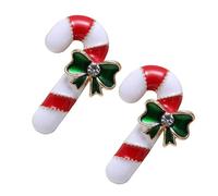 Hemobllo Lot de 2 set de Broches de Noël en Alliage avec Bâton de Marche en Cristal Décorations Élégantes Rouges et Blanches Épingles Faites à la Main pour Vêtements D’Hiver Adultes et