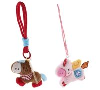 Hemobllo Lot de 2 Set de Pendentifs en Peluche Cheval 2026, Dragonne pour Téléphone Portable, Petit Bracelet Porte-clés, Charme D'accessoires Nouvel An, Décoration Légère et Amusante