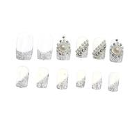 Hemobllo Lot de 2 sets de Sets de 48 Faux Ongles Autocollants Blancs Nacrés Perles Détachables Patchs pour Ongles Décoratifs Autocollant Nail Art Outil pour Nail Art pour Occasions