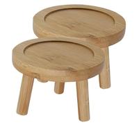 Hemobllo Lot De 2 Soucoupes en Bambou pour Pot De Fleurs Support Plante D’intérieur Ronde Petite Soucoupe pour Pots Succulentes Drainage, Matériau Naturel Solide, Décoration Rustique Et Moderne