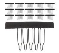Hemobllo Lot de 20 Mini Pinces à Cheveux en Acier avec Dents pour Perruques, Accessoires Coiffure Polyvalents en Tissu Noir, Faciles à Utiliser pour Fixer et Fabriquer des Perruques