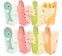 Hemobllo Lot de 24 Boîtes à Popcorn en Carton Résistant, Thème Dinosaures, 4 Modèles Assortis, 12 Unités par Modèle, pour Fête D’anniversaire Garçon et Filles, Soirée Cinéma et