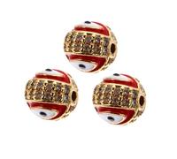 Hemobllo Lot De 3 Breloques Œil De Bijou Rondes Rouges, Perles Artisanales Diy, Charme Le Mauvais Œil Pour Bracelet, Collier Et Bijoux Créatifs, Accessoire Artisanal
