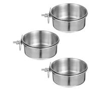 Hemobllo Lot de 3 Mangeoires pour Oiseaux en Acier Inoxydable 10X45 CM Distributeurs de Nourriture Anti-Morsure pour Cages à Perroquets Gamelles Résistantes et Faciles à Nettoyer