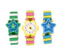 Hemobllo Lot de 3 Montres-Bracelets en Bois - Jouet pour Enfants - Motif : Fleurs, cœur, étoile, Jouet (modèle aléatoire)