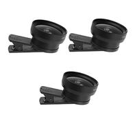 Hemobllo Lot De 3 Objectifs Universels 2 en 1 pour Smartphone Grand Angle Macro Construction Optique en Métal pour Voyage Noir