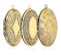 Hemobllo Lot de 3 Petits Médaillons Photo Ovales en Métal Couleur Bronze Antique Porte-Photo pour Collier Pendentifs Photo Soi-Même Ornements Commémoratifs pour Bijoux Personnalisés