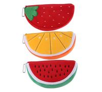 Hemobllo Lot De 3 Porte-monnaie Fruits Zippés Multicolores En Pvc, Petit Paquet à Main Compact Pour Femmes, Porte-monnaie Pour Pièces Et Cartes, Usage Quotidien Et Voyage, Motif Pastèque Orange Fraise
