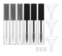 Hemobllo Lot de 3 Set de Set de Tubes de Mascara Vides 10 Ml en Plastique Argenté avec Baguettes et Entonnoirs, Étanches et Faciles à Remplir, pour Maquillage et Soins des Cils