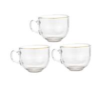 Hemobllo Lot de 3 Tasses en Verre Dorées pour Café Lait et Jus Tasse à Eau Haute Translucidité 100% Sûre pour Maison et Bureau