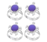 Hemobllo Lot de 4 Bagues Tortue Changeantes de Couleur Selon Température et Humeur Bagues D’Émotion Unisexes Accessoires Mode Amusants pour Femmes Hommes et Garçon et Filles Bijoux