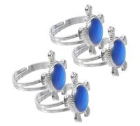 Hemobllo Lot de 4 Bagues Tortue Changeantes de Couleur Selon Température et Humeur Bagues d'Émotion Unisexes Accessoires Mode Amusants pour Femmes et Garçon et Filles Bijoux