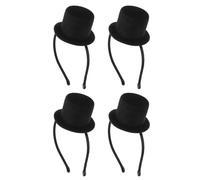 Hemobllo Lot de 4 Bandeaux Mini Chapeaux Haut-de-Forme Noirs Accessoire de Fête Style Années 20 Léger et Confortable Carnaval Soirée Costumée Anniversaire et Cosplay