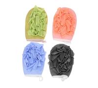 Hemobllo Lot De 4 Boules De Bain Exfoliantes Double Face, Épais Pour Gommage Corporel, Nettoyage Dos, Couleurs Rose Bleu Vert Gris, Accessoires Salle De Bain Pour Usage Quotidien