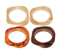 Hemobllo Lot de 4 Bracelets Manchettes Larges en Acrylique Semi-Transparent Joncs Irréguliers aux Couleurs Ambre Brun Foncé Beige Lait et Écru Bracelets Géométriques Épais pour Femmes