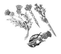 Hemobllo Lot de 4 Broches Chardon Rétro en Alliage Épingle à Châle et Broche à Foulard Écossaise pour Femme, Accessoires Vintage pour Pull, Cardigan et Tenue Quotidienne