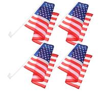 Hemobllo Lot De 4 Drapeaux AméRicains Pour Voiture Avec Clips De FenêTre - Support Drapeau De Voiture Patriote Pour DéCoration ExtéRieure De VéHicules - 45X44X30Cm