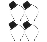 Hemobllo Lot de 4 Serrage-Têtes Mini Chapeau Haut-de-Forme Noir Accessoire Rétro Léger en Tissu pour Fête Carnaval Cosplay et Déguisement Années 20 Bandeaux Ornés Femme Serrage-Tête