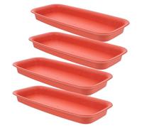 Hemobllo Lot de 4 Soucoupes Rectangulaires Plastiques pour Pots de Fleurs, Bacs de Culture Adaptés aux Plantes d'Intérieur, Antidérapants pour Éviter Fuites d'eau