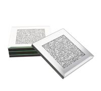 Hemobllo Lot de 4 sous-Verres en Verre Argentés Antidérapants, Résistants la Chaleur Rayures, Design Moderne pour Restaurant et Bar