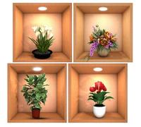 Hemobllo Lot de 4 Stickers Muraux Autocollants Bonsaï en PVC Auto-Adhésif Finition Mate Décoration Murale pour Salon et Chambre Facile à Poser Décoration du Mur Occidental Art Mural