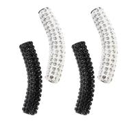 Hemobllo Lot de 4 Tubes à Lacets Décoratifs en Métal Ornés de Cristaux 2 Noirs et 2 Blancs Accessoires DIY pour Lacets de Chaussures Décoration Élégante pour Personnalisation de