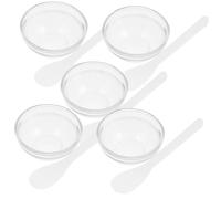 Hemobllo Lot De 5 Bols Mélangeurs En Verre Transparent Pour Masques Faciaux, Cuillères Et Bâtonnets Inclus, Pour Soins Esthétiques Et Diy