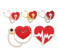 Hemobllo Lot de 5 Broches Cœur Stéthoscope en Alliage de Zinc Badge Décoratif Médical Compact pour Médecins et Infirmières Accessoire Professionnel Solide et Léger pour Tenue Quotidienne