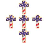 Hemobllo Lot de 5 Épinglettes Croix Patriotique en Alliage pour Veste, Insigne Drapeau Américain pour Tenue de Cérémonie, Broche Américaine Solide pour Fête de L'indépendance et Événements