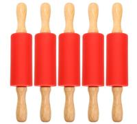 Hemobllo Lot de 5 Petits Rouleaux à Pâtisserie en Bois pour Garçon et Filles Rouleau à Pâtisserie Cuisine Rouge pour Pâte à Biscuits Pizzas Crêpes et Raviolis Solide