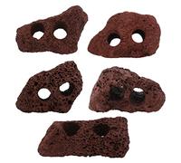 Hemobllo Lot de 5 pierres de lave décoratives pour aquarium - Roches volcaniques à anneau fixe pour crevettes, cichlidés - Couleur aléatoire
