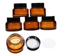 Hemobllo Lot de 5 Pots à Crème Rechargeables Marron en Verre et Pp 15g avec Couvercles, Contenants Cosmétiques Portables pour Voyage et Nouvel An Couleur Aléatoire