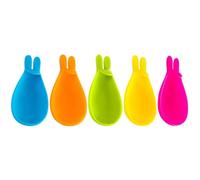 Hemobllo Lot De 5 Repose Sachets De Thé en Silicone Lapin | Jaune Vert Bleu Orange Rose Rouge, 9.00 X 4.00 X 1.50 cm, Support Pour Sachets De Thé