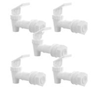 Hemobllo Lot de 5 Robinets de Fontaine à Eau en Plastique Blanc, Vanne de Remplacement pour Distributeur D’eau Froide et Chaude, Robinet Poussoir Anti-éclaboussures Maison et Bureau