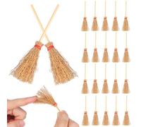 Hemobllo Lot de 50 Mini Balai en Bois (9,5 cm), Petit Balai Paille pour Maison de Poupée et DIY Miniature House, Accessoires de Décoration Sorcière Halloween et Loisir Créatif Enfant