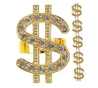 Hemobllo Lot de 6 Bagues de Déguisement Bling-bling Unisexe Taille Unique Serties de Strass pour Cosplay Fête Costumée Accessoires Rap et Film