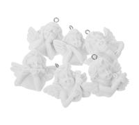 Hemobllo Lot de 6 Breloques Pendentifs Anges Soi-même Argentés, Accessoires Fabrication Bijoux, Sculptures Baroques Miniatures Décoratives, pour Créations DIY Artisanales, Bijoux