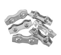 Hemobllo Lot de 6 Clips Câbles Duplex en Acier Inoxydable M6, Pinces Métalliques à Double Boulon, Clips Résistants aux Intempéries pour Fixation Stable de Câbles, Usage Industriel
