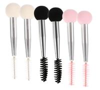 Hemobllo Lot De 6 Pinceaux De Maquillage à Double Tête 6 Cm, Applicateurs Éponge Doux Et Brosse à Sourcils Et Cils, Kit Polyvalent Pour Maquillage Quotidien Féminin En Rose, Blanc Et Noir