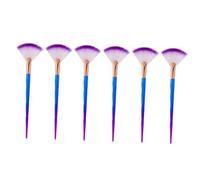 Hemobllo Lot de 6 Pinceaux en Éventail Violet Brillant pour Masque Visage et Surligneur, Poils Doux et Souples, Applicateurs Précis pour Soin du Visage en Institut, Usage Cosmétique Professionnel
