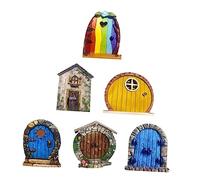 Hemobllo Lot De 6 Portes De Fée Miniatures pour Jardin, Décoration De Porte Compacte en Bois, Accessoire De Jardin Miniature pour Extérieur, Ornement Fantastique Et Romantique