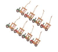 Hemobllo Lot de 8 Décorations de Noël en Bois Ornements Suspendus Créatifs en Bois Naturel Petit Train Vintage Rustique DIY Décoration Artisanale pour Sapin et Fête